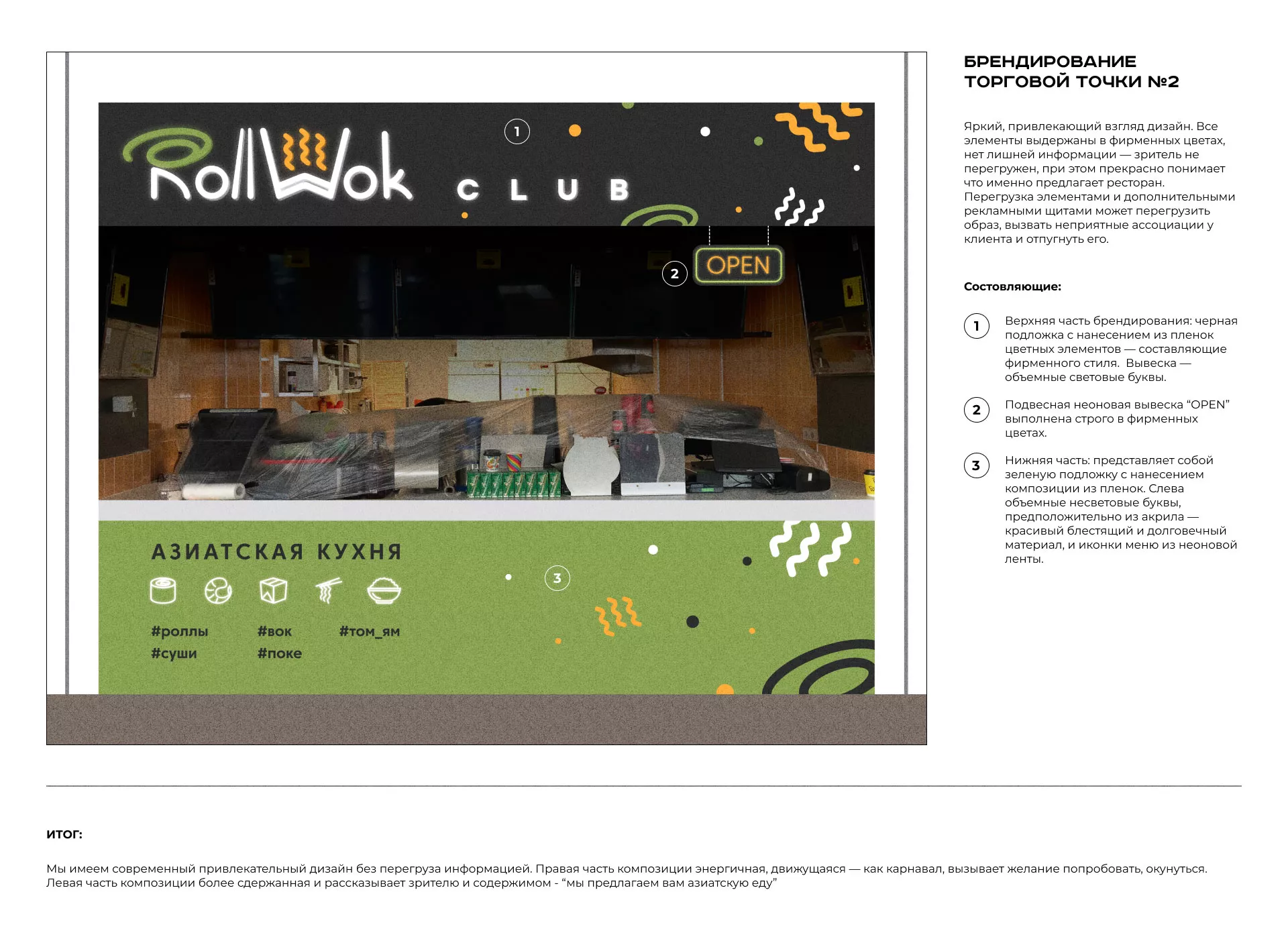 Брендирование торговых точек суши-бара «Roll Wok Club» в Верхотурье
