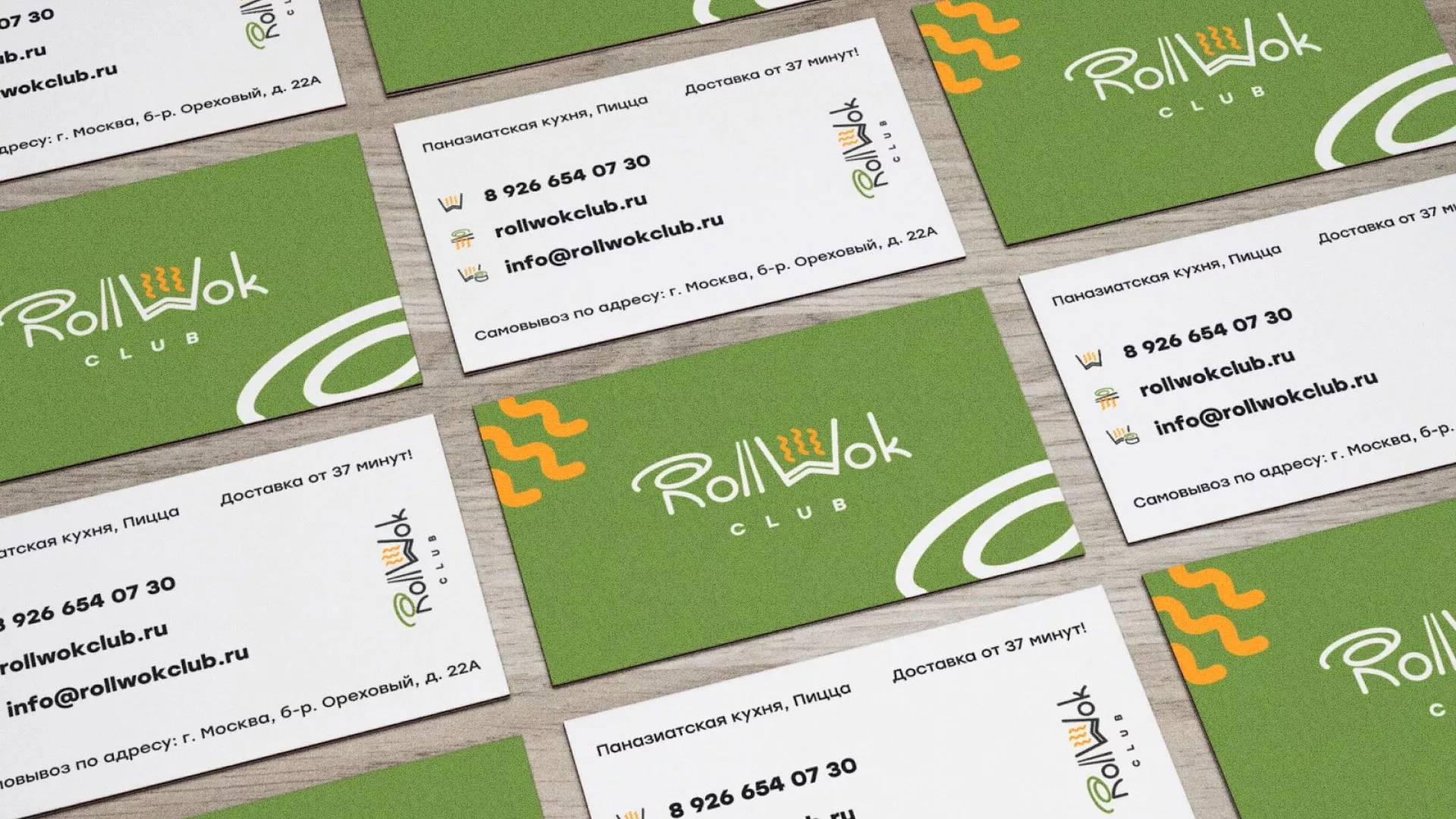 Разработка дизайна визиток суши-бара «Roll Wok Club» в Верхотурье